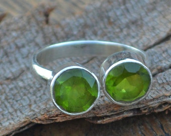 Peridot Gemstone Ring- 925 Sterling Silver Ring - Adjustable Ring Size 7 - August Birthstone Ring- August Birthstone Ring Jewelry - SLA6