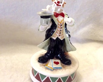 Schmid clown music box. Magician clown Send in the Clowns music. Free ship to US