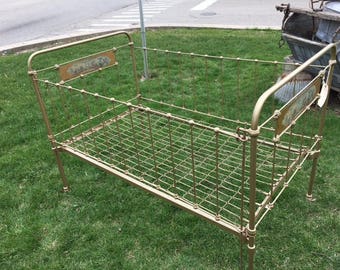 Antique Cast Iron Bed, Day bed Size, Heavy, Very Old Approx 1890's, See Shipping Details in Description Area