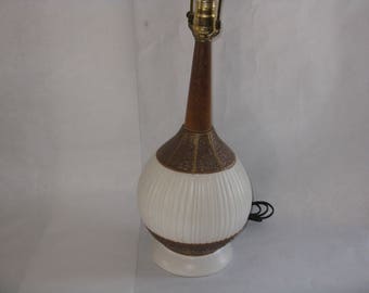 Danish Mid Century Modern table lamp ceramic wood