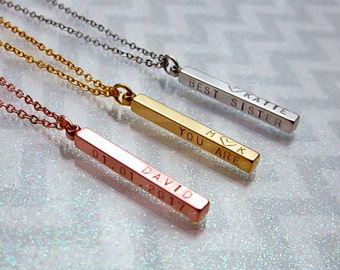 4 sided bar necklace Personalized necklace Initial necklace Name necklace Mother necklace Best friend necklace Sister gift Family necklace
