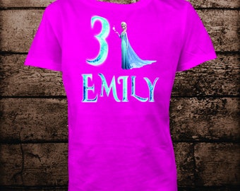 Frozen Birthday Shirt-Girl's Personalized Birthday Shirt-Custom Birthday Shirt-Girl Birthday-Birthday Iron On Transfer-Print At Home-DIY