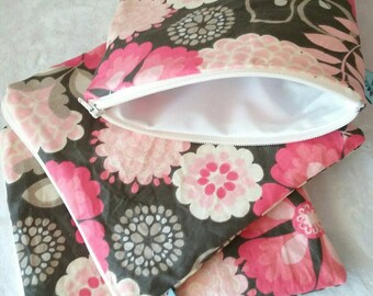 Pink & Cream Floral | Cloth Pad Wetbag | SMALL