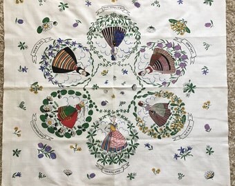 Vintage Swedish Ladies Linen Table Square