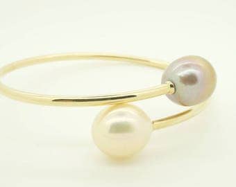 Pearl bracelet freshwater-14 K Yellow Gold-Bridal jewelry-Pearl bracelet-Anniversary present-For her-Birthday present-Pearl bracelet wedding