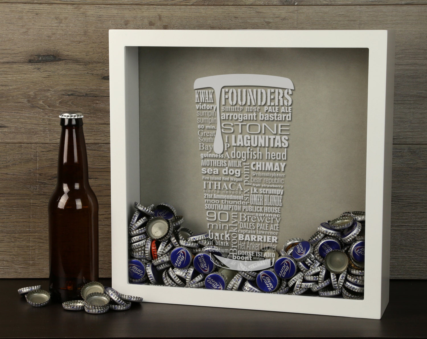Craft Beer Typography Beer Cap Shadow Box Beer Bottle Cap