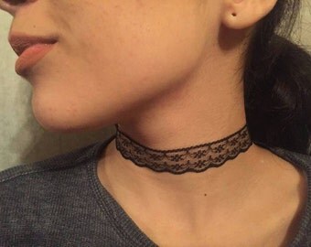 Lace Choker, Black Sheer Lace Choker, Lace Necklace, Soft Lace Choker, Goth Choker, Boho Jewelry, Delicate Lace Choker, Trendy Jewelry