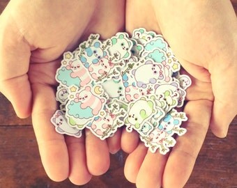 Pastel Panda Sticker Flakes - Kawaii Stickers - ( Cute scrapbook planner pandas flake tiny small )