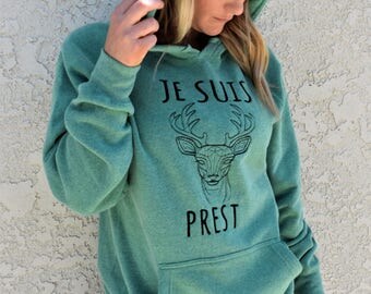 Je Suis Prest Embroidered Sweatshirt, Inspired by Outlander Hoodie, Clan Fraser Motto, I Am Ready Clan Motto, Gifts for Outlander Fans