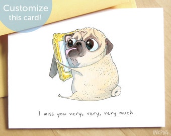 NOW Funny get well card pug get well soon card dog get well