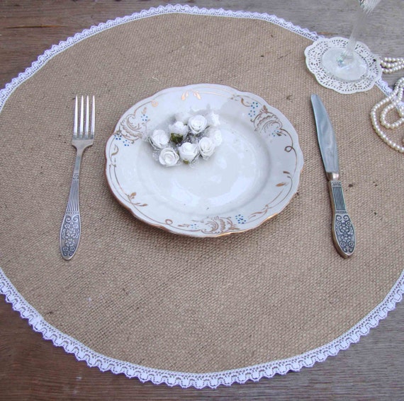 Round Burlap Placemat Circular Wedding Centerpiece Burlap and