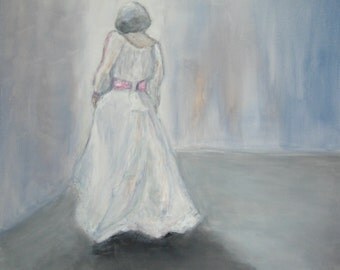 Bride Dress Painting Wedding Dress 20x20 Painting Woman Painting Bride Painting Dancer Painting 20x20" Figurative Original Painting