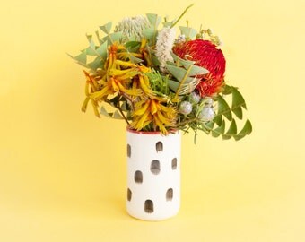 Jane splotched porcelain vase with red highlights