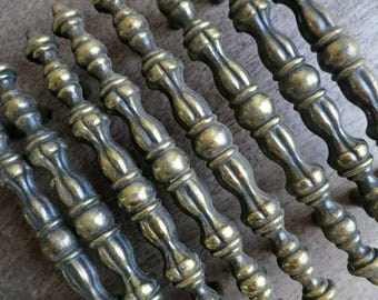 Set of 8 Long Brass Pulls, Large Drawer or Cabinet Pulls, Closet Door Pulls, Furniture Hardware