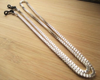 Mens Glasses Chain, Silver eyeglasses chain for Spectacles. Silver Plated Box Link Chain, UK handmade. Eye wear Accessories