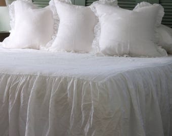 Ruffled Linen, Linen Euro Sham, Linen Bedding, Ruffled Bedding, Pillow Sham. Perfect for Saturdays!
