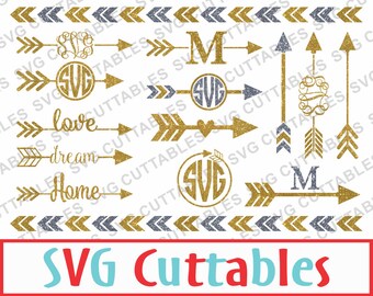Arrow and Monogram Frame Arrow Vector set, SVG Digital Cut File for vinyl cutters