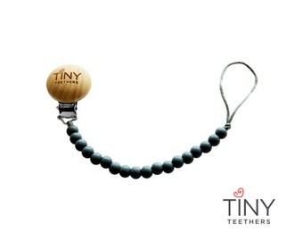 Grey Silicone Pacifier Clip | Silicone Clip | Baby Binky Clip | Soother Clip | Dummy Clip | Teether Clip | Silicone Binky |Baby Gift