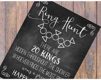 Ring Hunt Bridal Shower Game | Instant Download | Chalkboard Sign | 8.5 x 11 | Printable | Bridal Shower Games | Bridal Shower Decorations