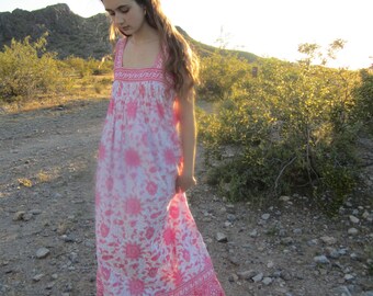 Vintage RAMONA RULL India Cotton Block Print Dress