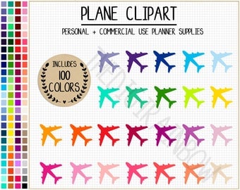 SALE 100 AIRPLANE clipart plane stickers travel planner stickers plane icon cute rainbow travel clipart plane clipart vacation stickers ECLP