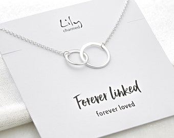 Silver Linked Circles Necklace with 'Forever Linked' Message Card