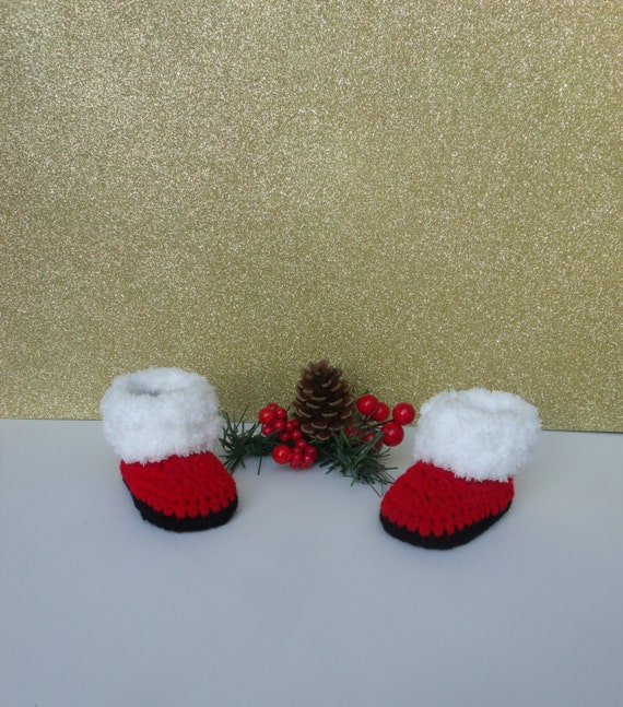 Items similar to Christmas shoes, Newborn booties, Baby boy booties