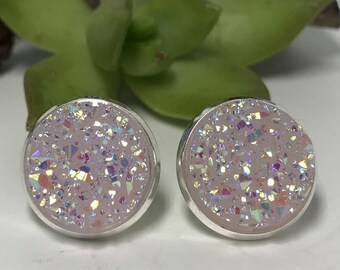 Lavender druzys | druzy earrings | galaxy earrings | crystal earring | druzy stud | round earrings | geometric posts | faux druzy earring 12