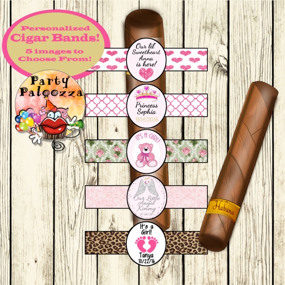 Printable Personalized Cigar Bands/ It's a girl