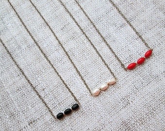 Dainty Necklaces Minimalist Necklace Choker Bar necklace Silver necklace Sister gift for girl Pearls Choker Garnet necklace Coral necklace