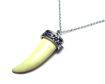 Men's Tribal Necklace - Men's Teeth Necklace -Mens Necklace - Men's Silver Necklace - Mens Jewelry - Necklaces For Men