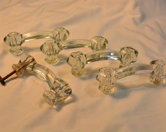 set of 5 vintage clear glass drawer pulls elegant glass door pulls hollywood regency - Decorative Drawer Pulls set of 5 vintage clear glass drawer pulls elegant glass door pulls hollywood regency - Decorative Drawer Pulls