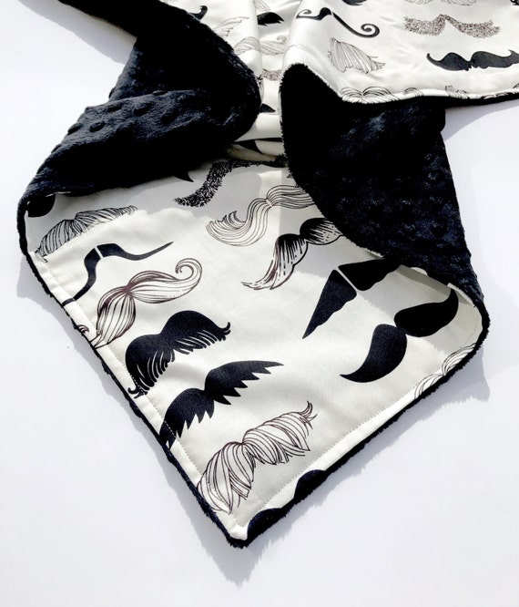New Minky Mustache Baby Blanket