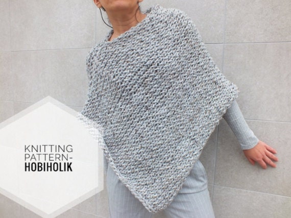 Pattern Poncho - Easy to knit poncho pattern -Beginner Pattern-Instant Downlo...