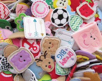 Feltie Grab Bag, 20 Feltie Grab Bag, Felt Applique, Felties, Hair Bow Center, Scrapbooking Embellishment, Felt Embellishment