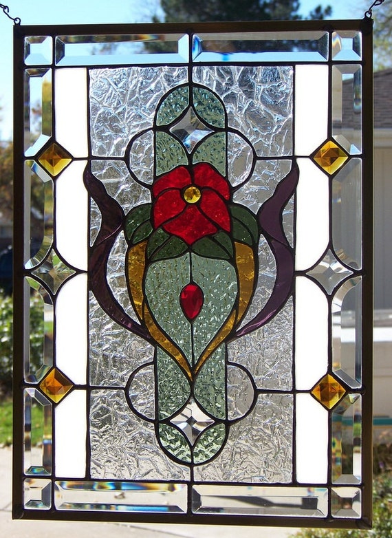 Stained Glass Window Hanging 21 3/4 X 15 3/4