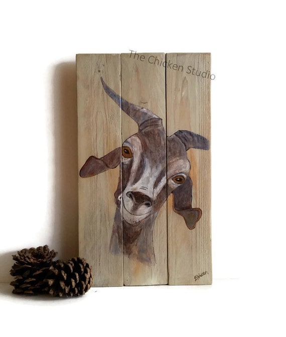 Goat Art Goat Sign Farmhouse Decor Farm Art Goat Decor