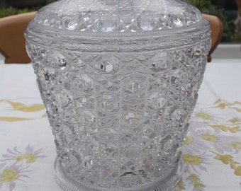 Victorian Davidson Pressed Clear Glass Biscuit Jar