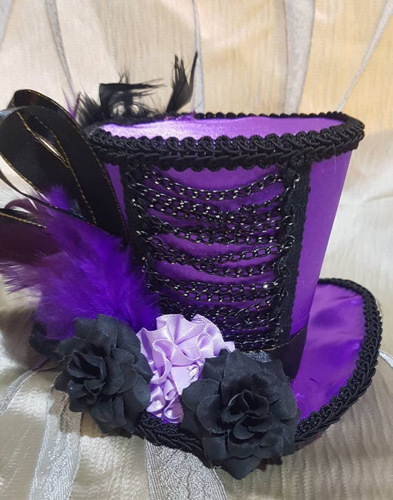 Steampunk corset Purple Mini Top Hat Fascinator burlesque by OddLocks steampunk buy now online