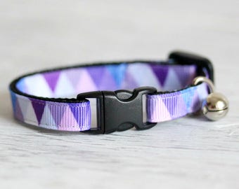 Purple Blue Cat Collar Colorful Triangle Cat Collar Geometric Cat Collar Triangle Cat Collar Lilac Collar Breakaway Buckle Collar Pet Collar