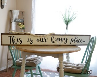This Is Our Happy Place Sign | Farmhouse Sign | Farmhouse Decor | Happy Place | Framed Sign | Wood Sign | Rustic Decor | Rustic Sign |Rustic
