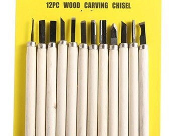 12Pcs Wood Carving Tools Hand Chisel Knife Set Woodworking Gouges Professionals