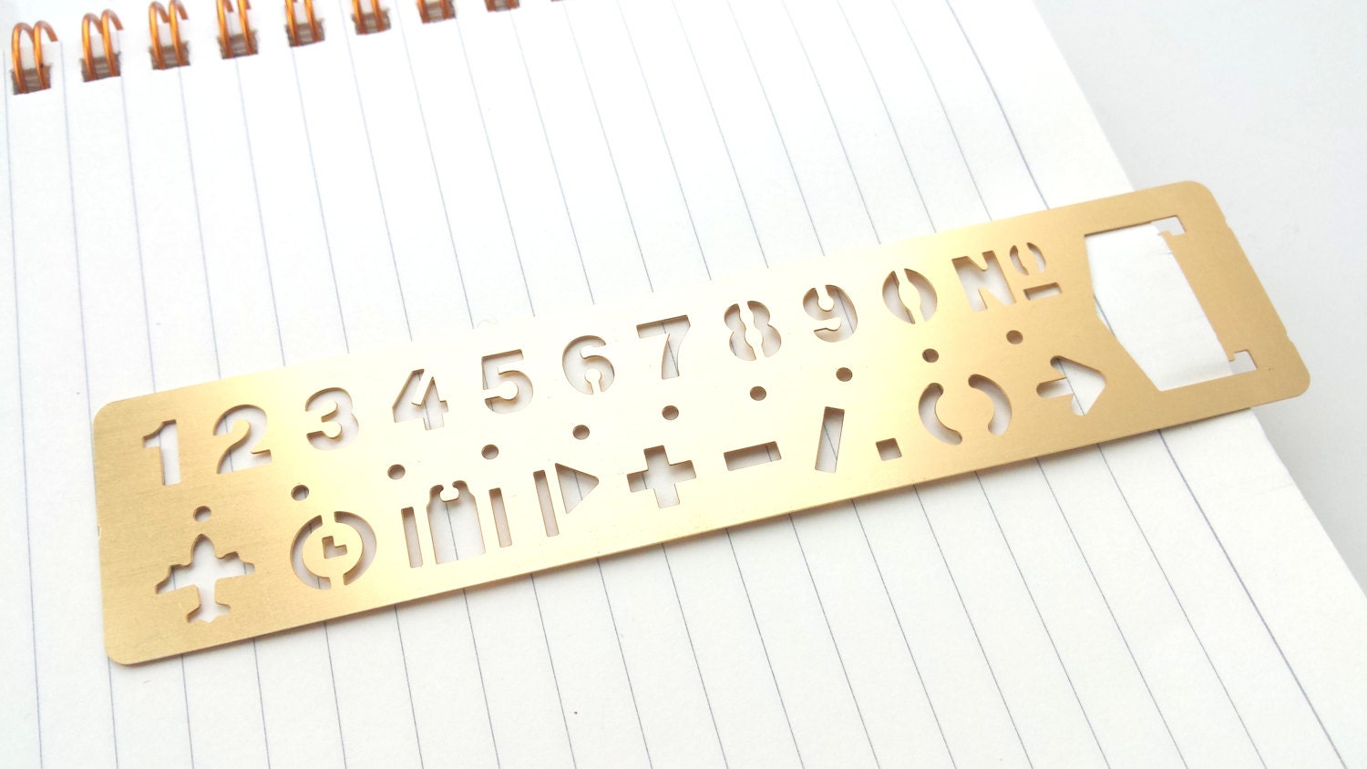 Brass / gold metal planner stencil / ruler, numbers, number stencil, gold stencil, gold ruler