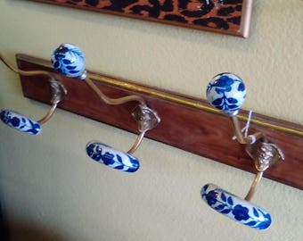 Vintage Ceramic Tip Coat and Hat Rack -- three hooks -- FREE Shipping
