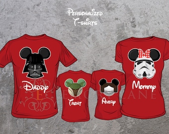 Star Wars Inspired Custom T-shirts, Darth Vader, Yoda, Princess Leia, or Girl Stormtrooper, Disney Vacation, Family Matching Shirts