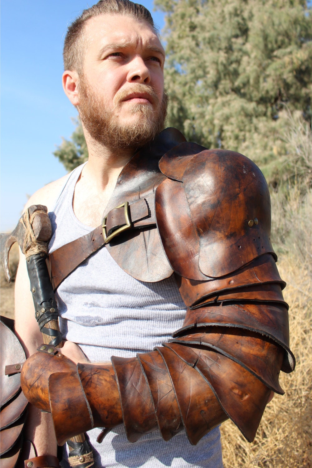 Leather Spartacus Armor battle ready Gladiator single arm