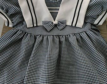 Vintage girls sailor dress, girl,old fashion,60's, 70's,Classic,Toddler,50's,24 months,Mnth,Blue,Bow,girly,Beach baby,Kids birthday,sale,mos