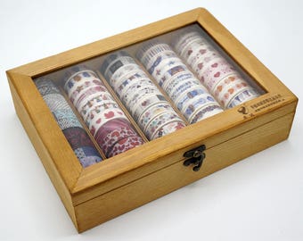 Wooden Washi tape Storage Case / Masking Tape Organizer / Washi Tape Holder/Storage Box Cosmetic Case TZ1282
