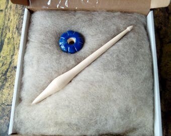Medieval spindle set start create your set - spindle whorl + stick + wool, Medieval spindle/ drop spindle/ clay whorls