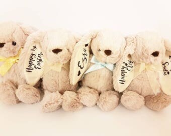 Personalised bunny, Flower girl gift, Page boy gift, Personalised rabbit, Personalised gift, Easter Decorations, Rabbit lover gift, Soft toy